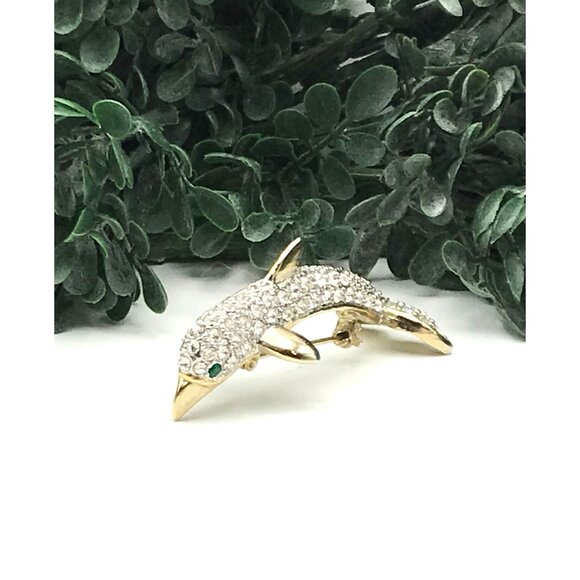 Dolphin Crystal Rhinestone Brooch Pin Jewelry Elegant Accessory - Picture 2 of 15
